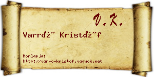 Varró Kristóf névjegykártya
